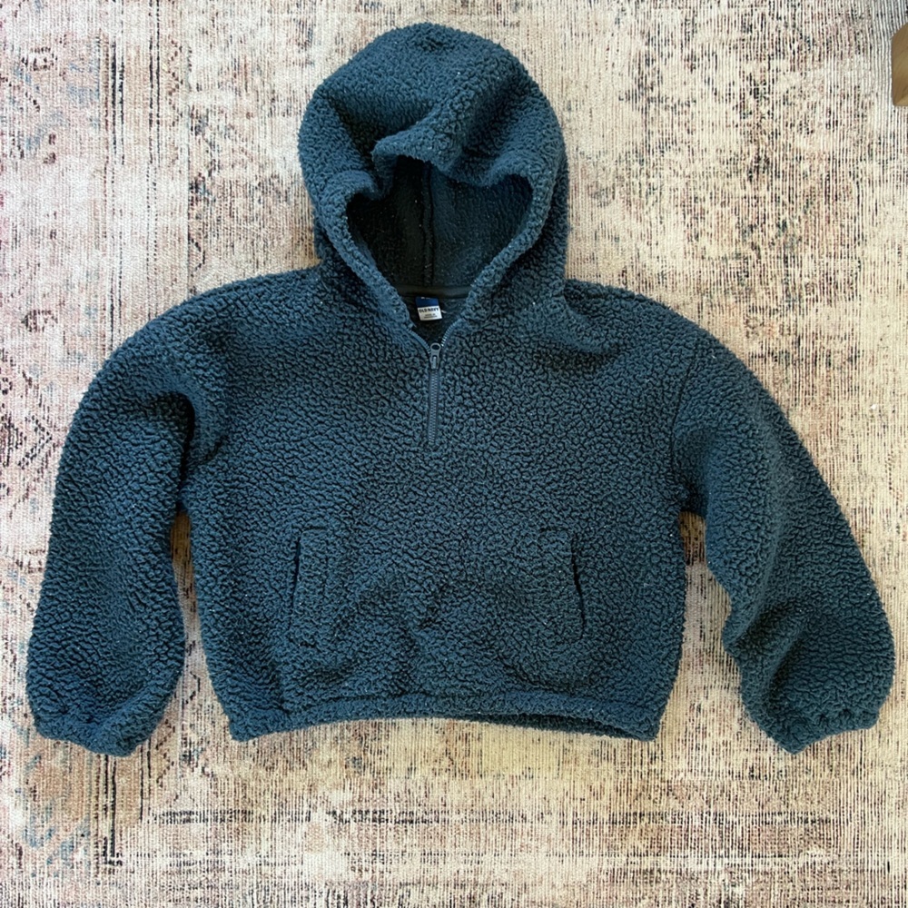 Old Navy Blue Cropped Hoodie Sweatshirt girls medium 8